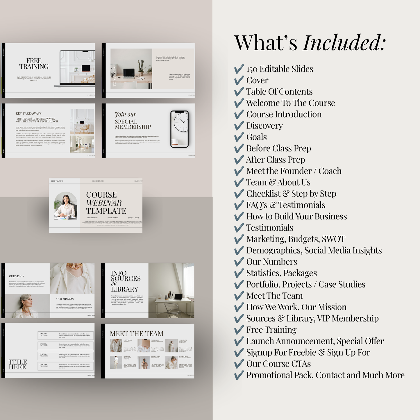 150 Canva webinar presentation templates with business and training slides
