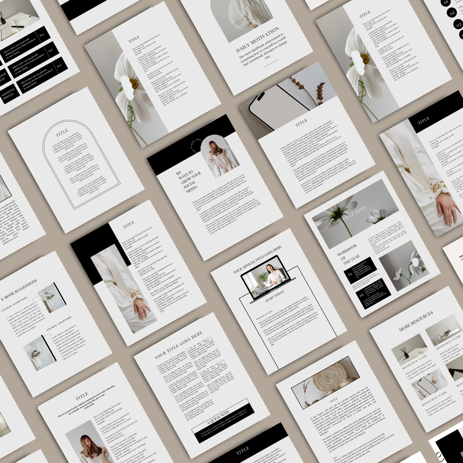 140-page Canva workbook template including worksheets, checklists, roadmaps, and content pages