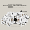 Preview of the Client Onboarding Welcome Packet Canva template featuring editable pages for coaches, consultants, freelancers, and service-based businesses.